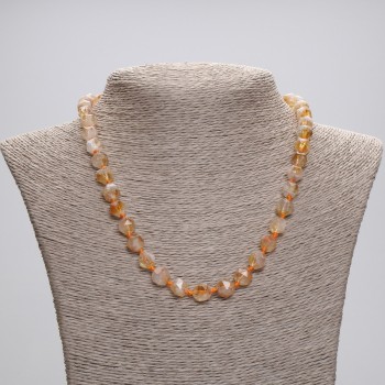 Citrine Necklace with Faceted Beads, 8x7 mm, 45 cm length, with clasp