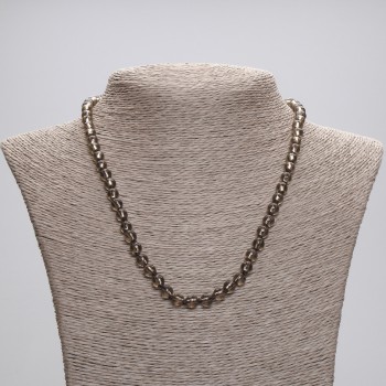 Smoky Quartz Faceted Bead Necklace, 6 mm Diameter, 45 cm Length, with Clasp