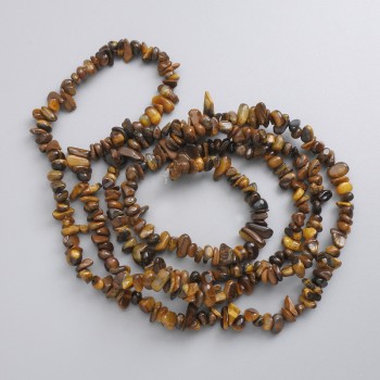 Tiger's Eye Beads – Natural Stone Chip on Thread, Diameter 4–7×1–3 mm, 5 mm ±, Length 78 cm