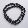 Czech Crystal Beads on Thread, Black Matte, Faceted Diamond-Shaped, Diameter 11×7.5 mm, Length 44 cm +/-