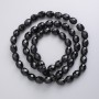 Czech Crystal Beads on Beading Thread, Black Matte Faceted Seed Beads, 9.5 x 8 mm, 56 cm length