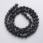 Czech Crystal Beads on Beading Thread, Black Matte, Faceted Beads, 7 mm Diameter, 49 cm Length