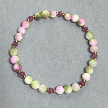 Браслет Варисцит (акрил) кулька 6мм+- Чеський кришталь рондель 4х3мм+-, довжина 18см+- стрейч