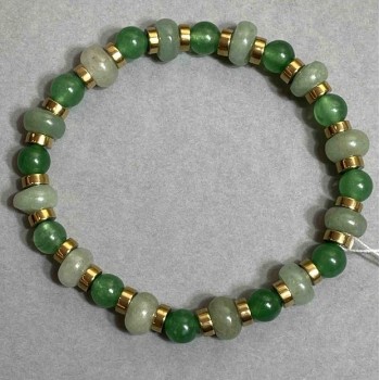Bracelet with nephrite round beads 6 mm, hematite rondelles 8×4 mm, and hematite rondelles 5×2 mm; length 18 cm; stretch