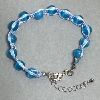 Cat's Eye Bracelet with smooth beads, 8 mm diameter, 18 cm length with a 5 cm extender chain