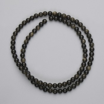 Sun Obsidian Beads - Smooth spheres, 4mm diameter, on thread, length 38cm+