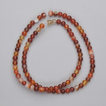 Agate beads, smooth round spheres, 4 mm diameter, on thread, 36 cm length