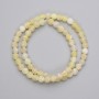 Yellow frost agate beads, smooth round balls, 6 mm diameter, on a 35 cm strand
