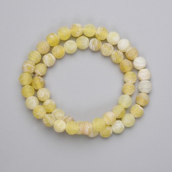 Yellow Frosted Agate Beads, smooth round balls, 8 mm diameter, on thread, about 36 cm long