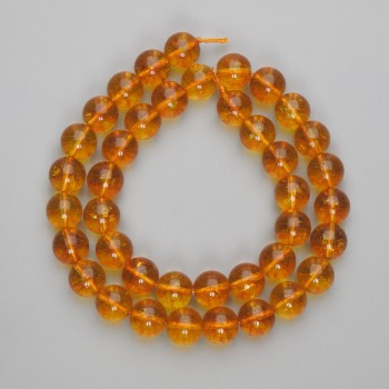 Citrine Beads, Pressed Smooth Ball, 10 mm Diameter on Thread, 37 cm Long