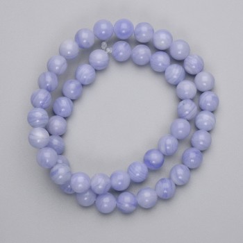 Agate Beads, pressed smooth round beads, 8mm diameter, on thread, length about 38 cm