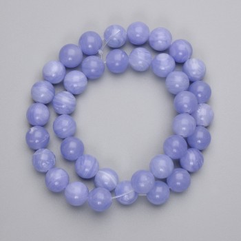 Agate Beads, Smooth Round Balls, 10 mm Diameter, on Monofilament Thread, 38 cm Length