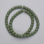 Green lava beads, cylinder shape, 6x6 mm, on beading wire, length 38 cm+