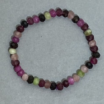 Faceted Tourmaline Rondelle Bracelet, 6.5×4.5 mm, 18 cm stretch
