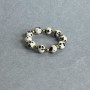 Dalmatian Jasper Bead Ring, smooth bead, 4mm diameter ±, Hematite bead 2mm ±, stretch cord