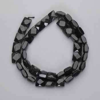 Beads Silvery Obsidian, Faceted Square, Diameter 9-10 x 9-10 mm, Thread length approx. 39 cm