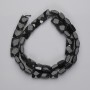 Beads Silvery Obsidian, Faceted Square, Diameter 9-10 x 9-10 mm, Thread length approx. 39 cm