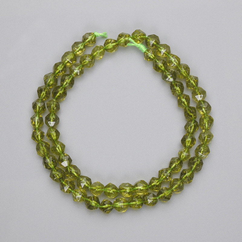 Peridot Beads, Faceted, 5x5 mm, 37 cm Length on Thread