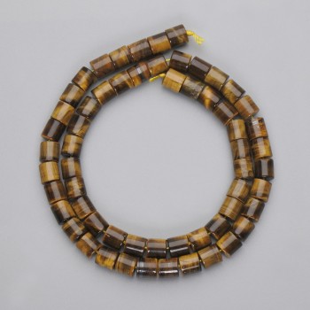Tiger's Eye beads, cylindrical, 6x6 mm, 38 cm long on thread