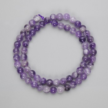 Amethyst Beads, Smooth Round, 8mm Diameter, 38 cm Length on Thread