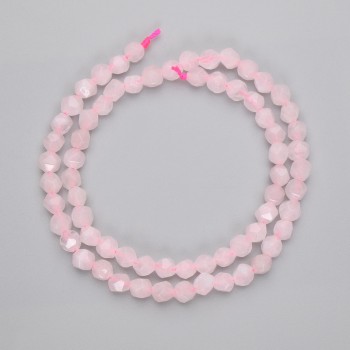 Rose Quartz Beads, Faceted, 5 mm Diameter, On Thread, 36 cm Length +