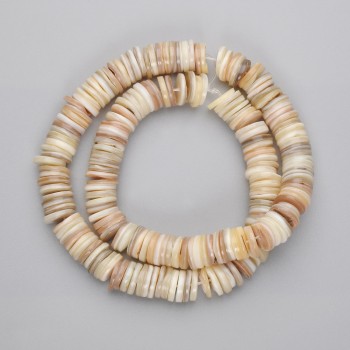 Skafarka shell rondel beads, diameter 10x2mm, length about 38 cm on thread