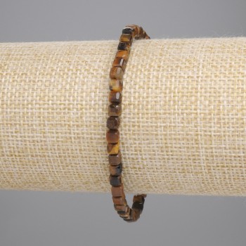 Bracelet with Faceted Tiger's Eye Cubes, 4x4 mm, about 18 cm long, stretchy