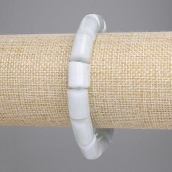 Aquamarine Bracelet with Triangular Facets, Bead Diameter 10-16x10 mm, Length 18 cm, Stretch