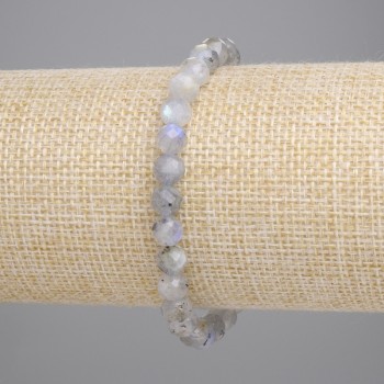 Labradorite Faceted Bead Bracelet, 6mm Diameter, 18cm Length, Stretch