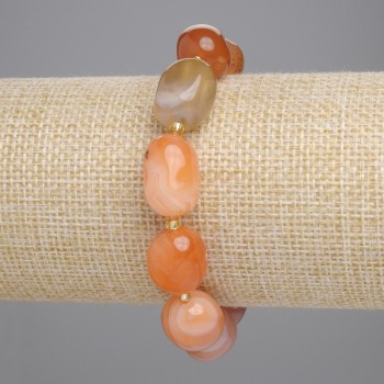 Sardonyx bracelet with faceted beads, bead size 13-17 x 11-13 mm +/-, 3 mm seed beads +/-, length 18 cm +/-, stretch