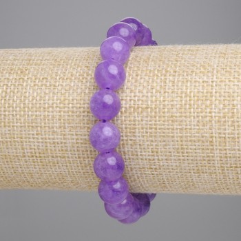Amethyst Bracelet with Smooth Beads, 10 mm Diameter, 18 cm Length, Stretch