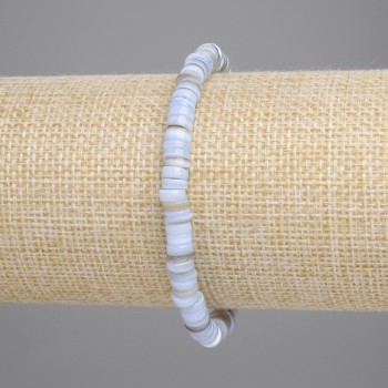 Bracelet with Skafarka shell rondelle beads, 5×2 mm, 18 cm, elastic