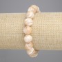 Beige mother-of-pearl bracelet with smooth beads, 10.5 mm diameter, 18 cm length, stretch