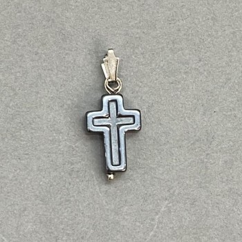 Hematite Cross Pendant 15x10mm, length 25 cm