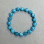 Aquamarine bracelet with smooth round beads, 8 mm diameter ±, with metal inserts, length 18 cm ±, elastic