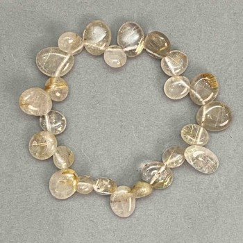 Bracelet of Rutilated Quartz 'Hair Quartz' Faceted Butterfly Beads 10-15×9-11 mm, length 18 cm, stretch