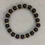 Agate Bead Bracelet 8mm with Metal Inserts, 18 cm Elastic
