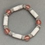 Bracelet with chalcedony beads and kacholong cylinders, 10 mm diameter, 17x7 mm cylinders, with metal inserts, length 18 cm, stretch