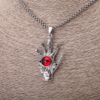 Pendant 'Dragon's Paw' with Red Dragon Eye 30 x 50 mm on a chain, chain length 65 cm, silver metal color