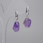 Earrings with faceted amethyst stones 14x12–14 mm, length about 32 mm