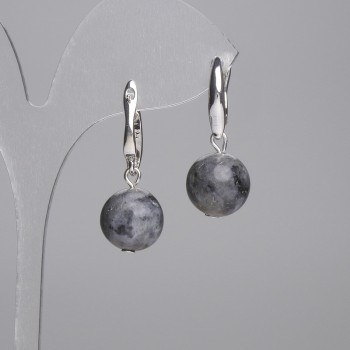 Labradorite Smooth Bead Earrings 12mm, Length 30mm