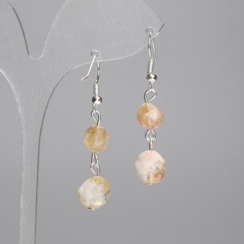 Citrine Faceted Earrings, 10x8 mm and 8x7 mm, 40 mm length