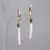 Earrings Baroque Pearls 20x5 mm, Garnet faceted bead 4 mm, Length 50 mm (Assorted sizes)