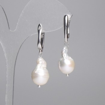 Baroque Pearl Earrings 18x11 mm, length ~42 mm