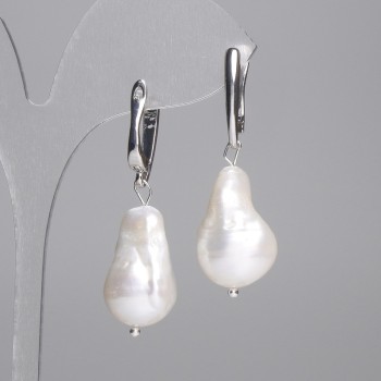 Baroque Pearl Earrings 21x12mm, length approx. 42mm
