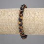 Tiger's Eye Bracelet with smooth round beads, 8 mm diameter, 18 cm length, stretch