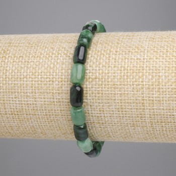 Emerald Barrel Bracelet, 9×6 mm, 18 cm length, stretch
