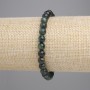 Emerald Bracelet with Smooth Round Beads, 6 mm Diameter, 18 cm Length, Stretch