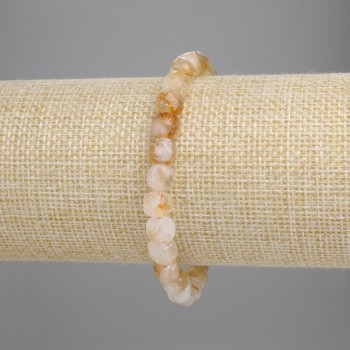 Citrine Faceted Cube Bracelet, 6x6 mm, 18 cm length, stretchy