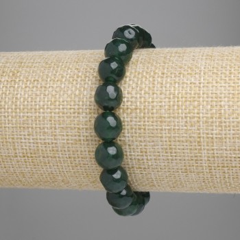 Jadeite bracelet with a faceted bead, 9.5 mm diameter, 18 cm length, stretch